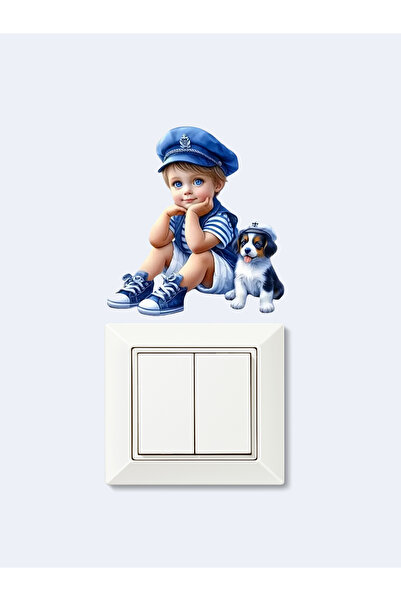 aiki Sevimlik Köpek ve Denizci Çocuk Cam, Duvar, Priz, Araba sticker