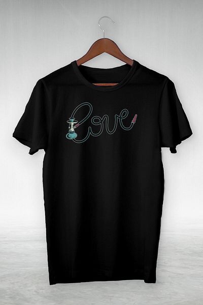 New Shine Unisex Μαύρο Hookah From Love Letter εμπριμέ κοντομάνικο μπλουζάκι