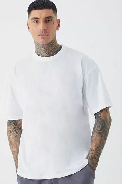 New Shine Tricou supradimensionat alb uni pentru bărbați/femei