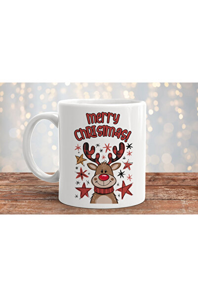 MODA كوب بورسلين هدية مطبوع عليه غزال عيد الميلاد المجيد