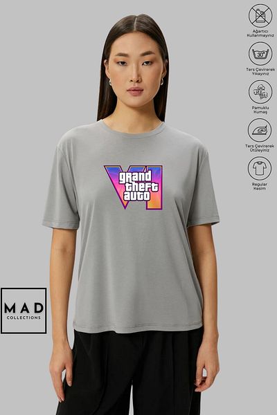 New Shine MAD COLLECTION Unisex Oversize Crew λαιμόκοψη βαμβακερό GTA 6 εμπριμέ κοντομάνικο μπλουζάκι