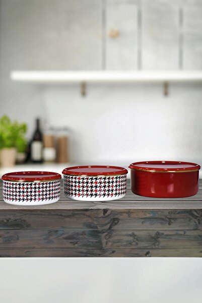 PR HOME Forte Red Enamel - Triple Storage Set
