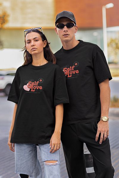 New Shine Μπλουζάκι Unisex Oversize Crew Neck Cotton Self Your εμπριμέ κοντομάνικο μπλουζάκι