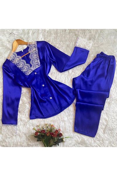 SATTENS SET DE PIJAMA DIN SATIN MÂNECĂ MĂSĂTOS