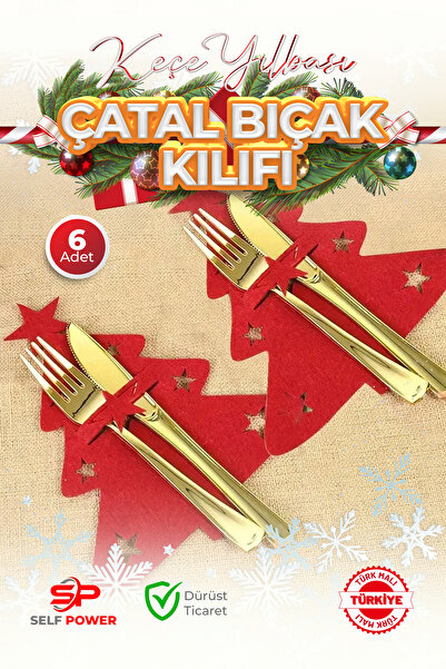 Genel Markalar NOEL AĞACI KEÇE BIÇAK ÇATAL SETİ TEMALI TASARIM&PARTİ DEKORU M...
