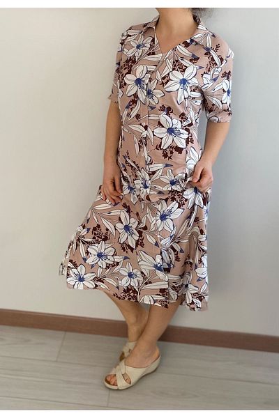 sharin Rochie țesătă de vară midi cu guler cămașă nouă pentru femei 5C-2255