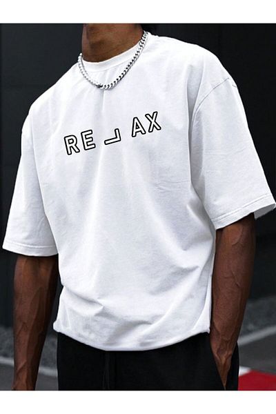 New Shine Tricou oversize cu mânecă scurtă din bumbac imprimat cu gât crew