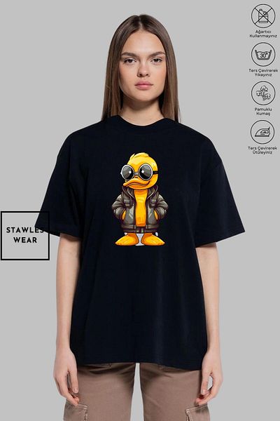 New Shine Κοντομάνικο μπλουζάκι Unisex Oversize Crew Neck Cotton Duck με στάμπα
