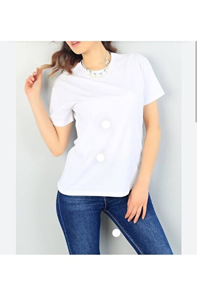 New Shine In Cart 6 and Above Purchases Get 1 T-Shirt Gift - Crew Neck Short Sleeve Lycra Cotton White T-Shirt