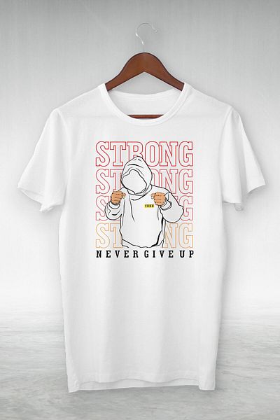 New Shine Strong Never Give Up Illustration - Λευκό μπλουζάκι με σχέδιο VIP