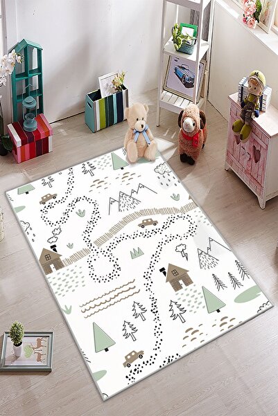 KARNAVAL HOME Karnaval Ağaçlı Arabalı Yol Çocuk Odası Halısı