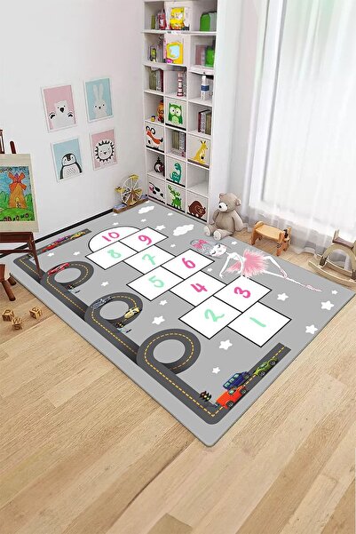 KARNAVAL HOME Volonte Balerin Kız Seksek Yol Desenli Unisex Çocuk Odası Halısı