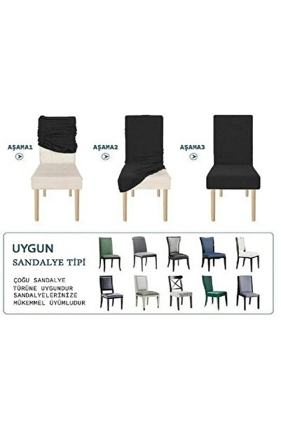 probak karedesen Sandalye Kılıfı Yıkanabilir Likralı Esnek Lastikli Sandalye Örtü 6'lı