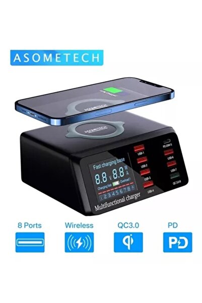 ARDSU WLX-X9 8 Port Kablosuz QC3 Hızlı Şarj Aleti+4 USB 4 TYPE-C  110W