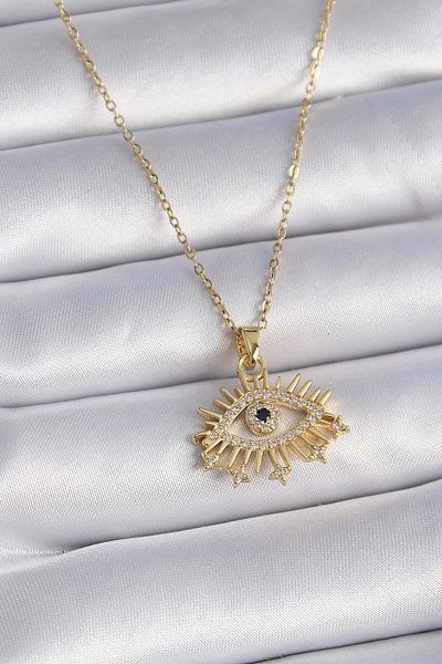 Clariss 316L Steel Gold Color Chain Zircon Stone Eye Figure Women's Necklace