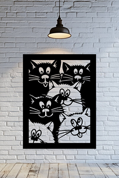lina hobby Μαύρες Γάτες - Διακοσμητικός πίνακας τοίχου από ξύλο MDF 3mm