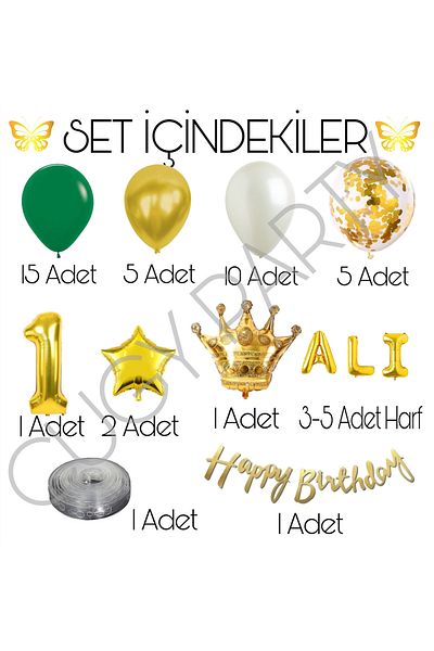 CUGY Green Lion Figure Birthday Decoration Party Set with Name Written Birthday Decoration Party Set with Age Numbers Balloon Set