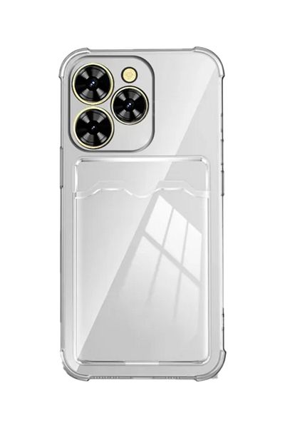 CaseArt غطاء هاتف Tecno Spark 20 Pro مصنوع من السيليكون الشفاف مع حامل بطاقة محمي وممتص للصدمات
