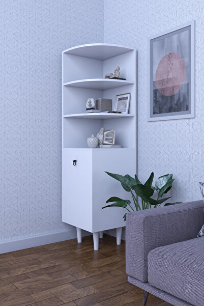 moka park avm 3 Raflı Tek Kapaklı Modern Ayaklı Vitrin Gümüşlük Çok Amaçlı Dolap