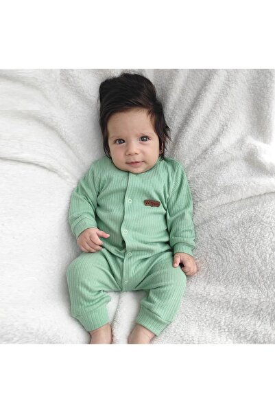 NoraKids Mint Colored Striped Long Sleeve Jumpsuit