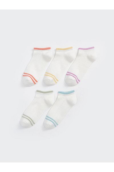 LC Waikiki Dream Coral Striped Women's Booties Socks 5 Pack