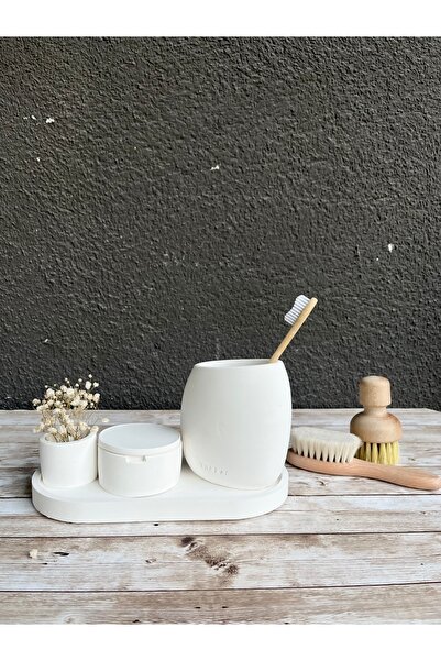 ThreeT Beyaz beton handmade banyo seti