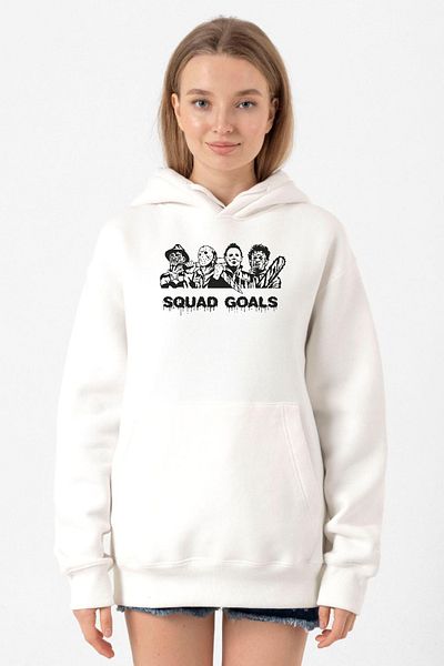 Tshirthane Horror Movie Squad Goals White Women's 3Ip Hooded Sweatshirt