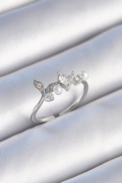 PARILTIATÖLYESİ النحاس الفضة اللون الزركون حجر القلب ورقة نموذج اللؤلؤ التفاصيل خاتم المرأة