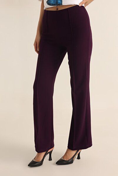 VıoShıne Kadın Çimalı Likralı Yüksek Bel Ispanyol Paça Pantolon