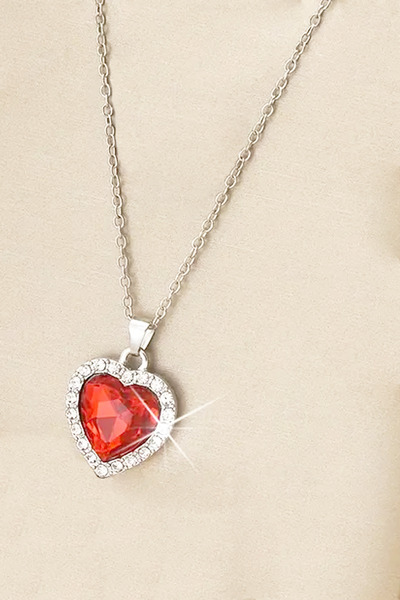 ZEYZON Halo Kalp Tasarımı; Gümüş Kaplama Zincir, İçinde Elmas Dolgulu Parlak ...