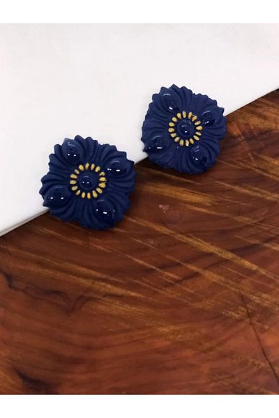 kaikosa Custom Design, Handmade Polymer Clay Navy Blue Authentic Handmade Handmade Earrings