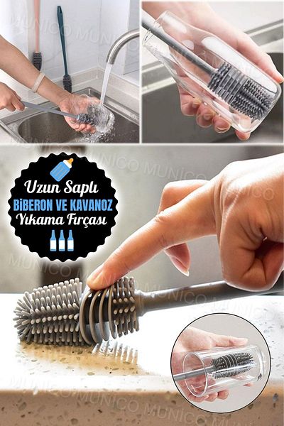 MagiCandle Silicone Long Handle Glass Bottle Cup Jar Flask Feeding Bottle Pacifier Oil Bottle Washing Brush