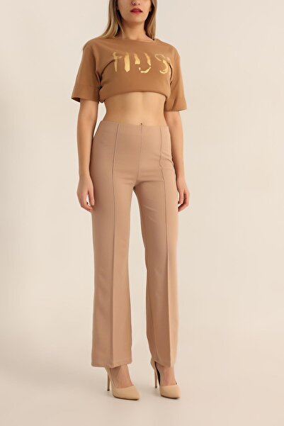 VıoShıne High Waist Lycra Women's Trousers - Grassy Flared Leg