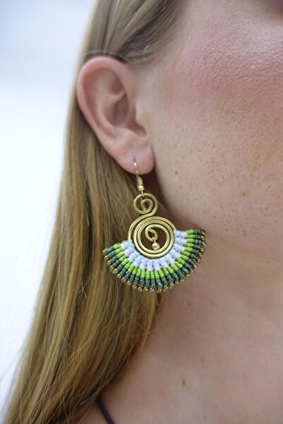 OneArjethnic Sol anahtarı detay handmade küpe