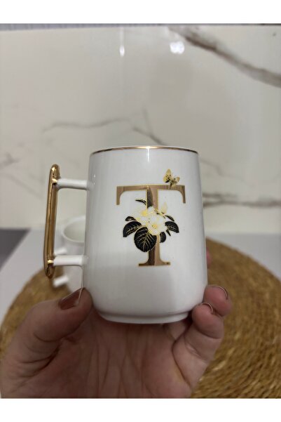 SEVEN7 T Harfli gold kulplu Bardak 230ml