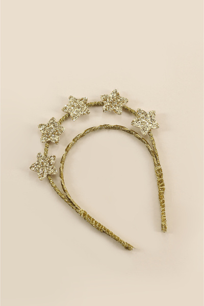 Minia Concept Kids Gold Sparkle Çift Katlı Glitter Yıldızlı Kraliçe Taç