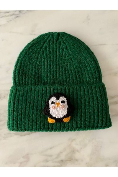 byebruketenci green wool beret penguin punch luxury beret animal print