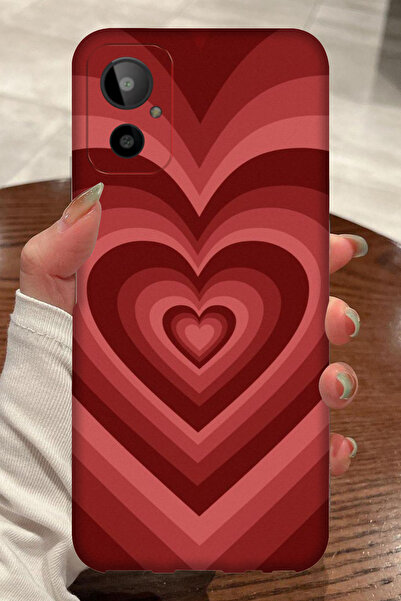 General Mobile GM 23 SE Kırmızı Kalp Desenli Kamera Korumalı HD Baskılı Silik...