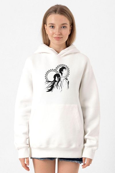 Tshirthane Steins Gate Okabe and Kurisu White Women's 3ip Hooded Sweatshirt