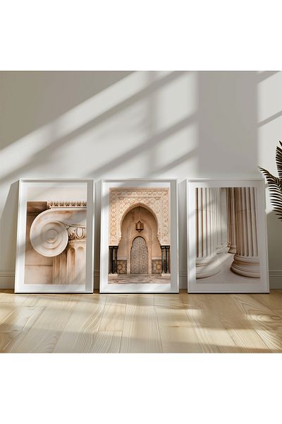 Home Σετ 3 Ethnic East Gate Earth Tones, Πίνακας Σαλονιού, Διακόσμηση Σαλονιού, Αφίσα χωρίς πλαίσιο