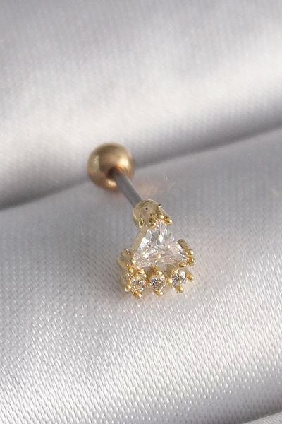 Clariss 316L Steel Gold Color Triangle Zircon Stone Tragus Piercing