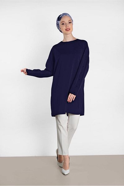 TRENDTESETTÜR Women's Dark Blue Classic Tunic 4415
