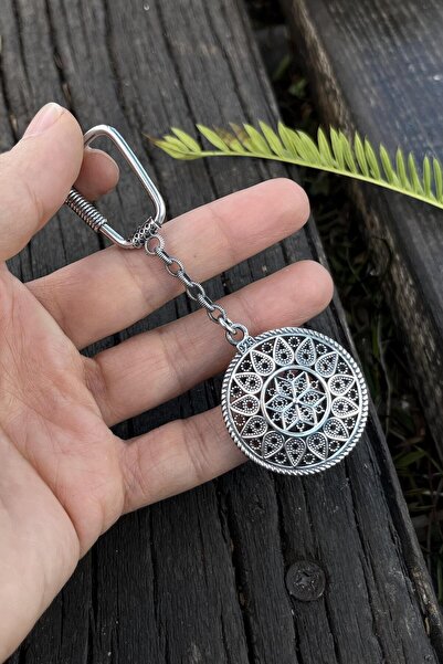 dergah tesbih Göz Yaşı Motif Gümüş Telkari Anahtarlık