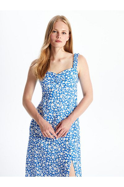 LC Waikiki Rochie de damă cu decolteu cu inimă florală