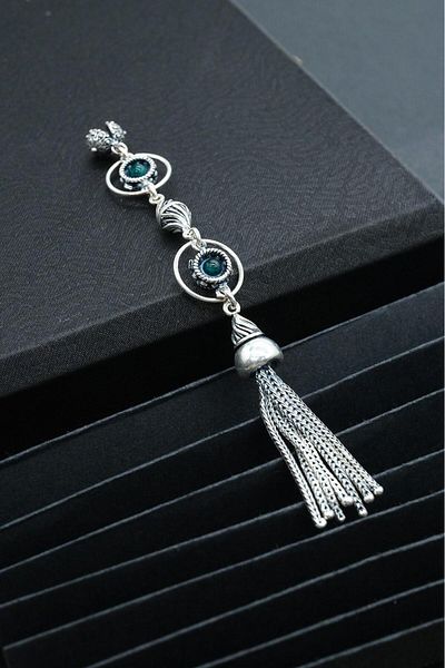 dergah tesbih Chakra Series Green Silver Tassel