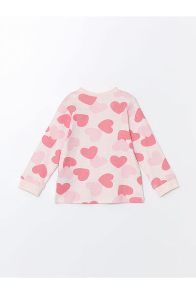 LC Waikiki LCW baby Pembe Bisiklet Yaka Uzun Kollu Baskılı Kız Bebek Pijama Takımı