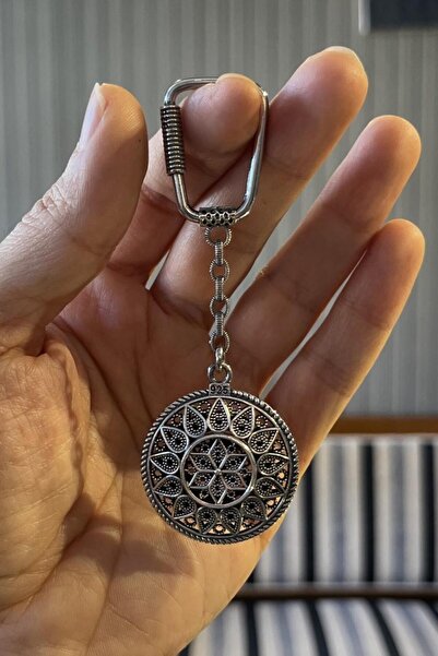 dergah tesbih Göz Yaşı Motif Gümüş Telkari Anahtarlık