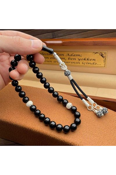 dergah tesbih Kazaziye Knitted Designed Oltu Stone Rosary