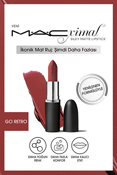 M.A.C M·a·cximal Silky Matte Lipstick Nemlendirme Etkili Yoğun Renk Sağlayan Ruj - Go Retro