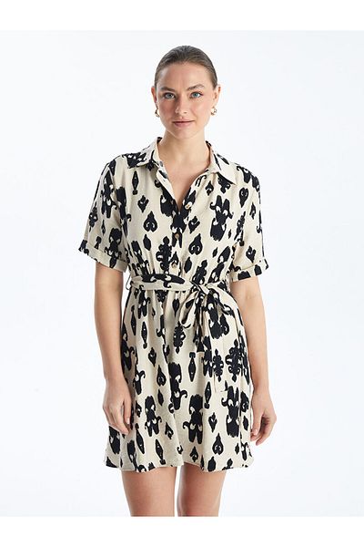 LC Waikiki Lcw Print Short Sleeve Women's Shirt Dress